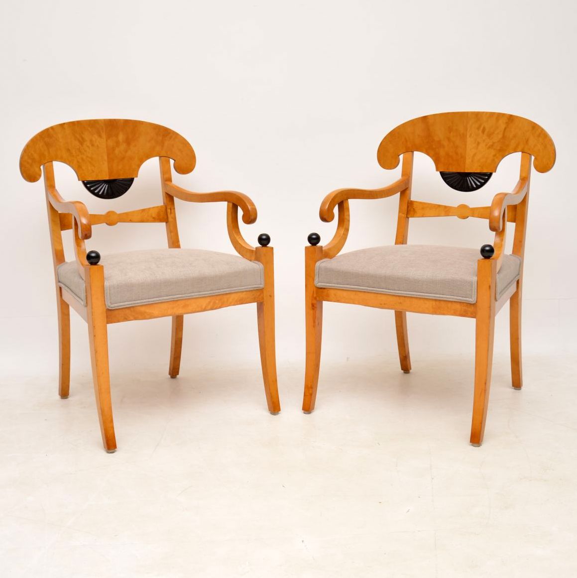 Pair of Antique Swedish Satin Birch Armchairs (1 of 1) Pair of Antique Swedish Satin Birch Armchairs (1 of 1)