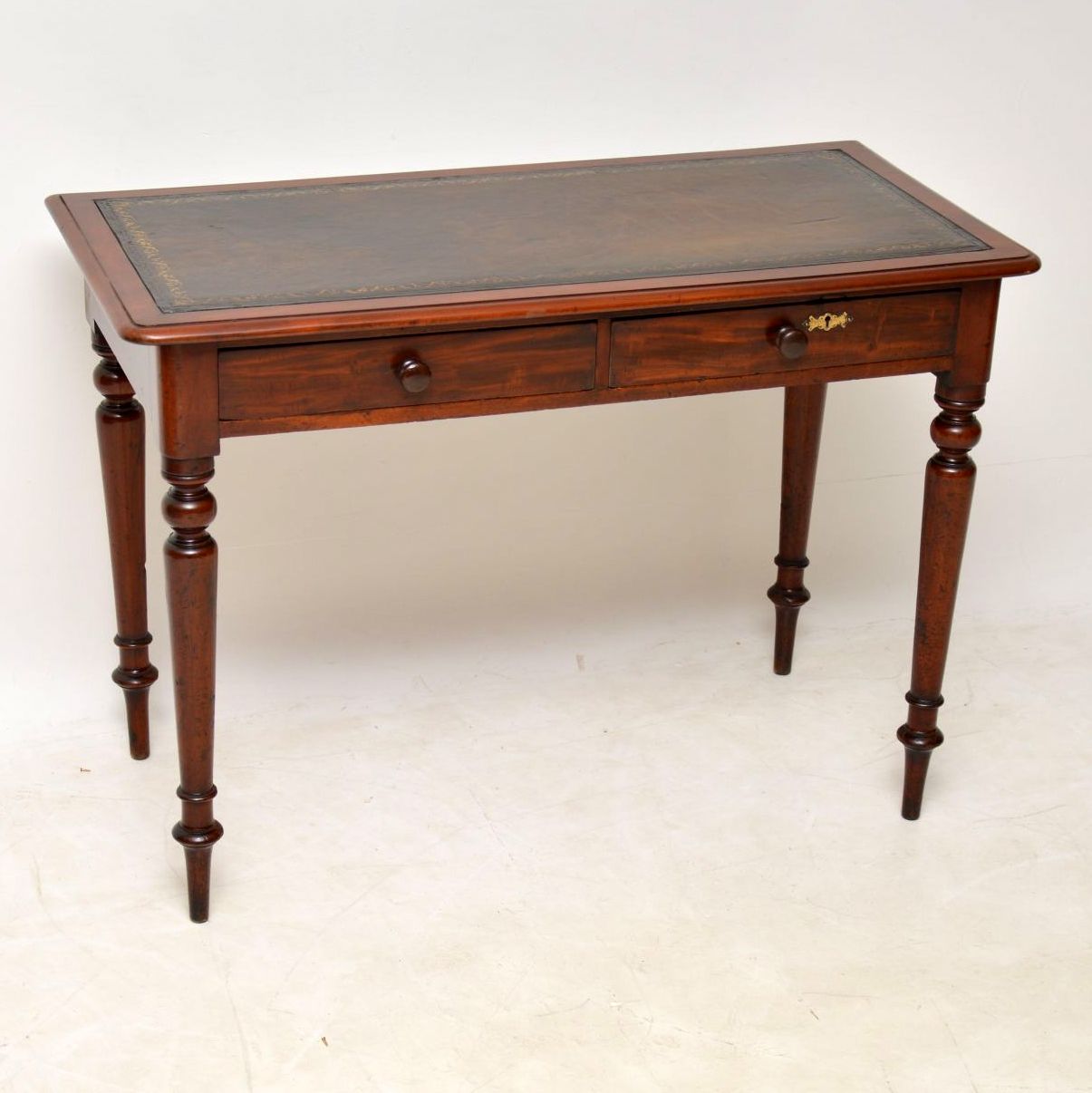 Antique Victorian Mahogany Leather Top Writing Table (1 of 10)