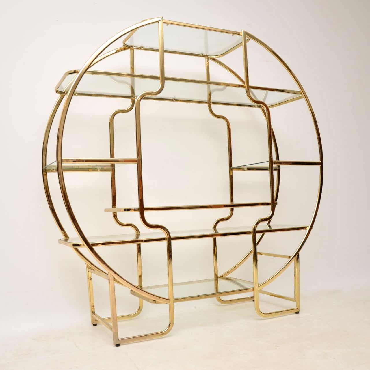 1970s Italian Vintage Brass & Glass Display Cabinet / Bookcase (1 of 1)