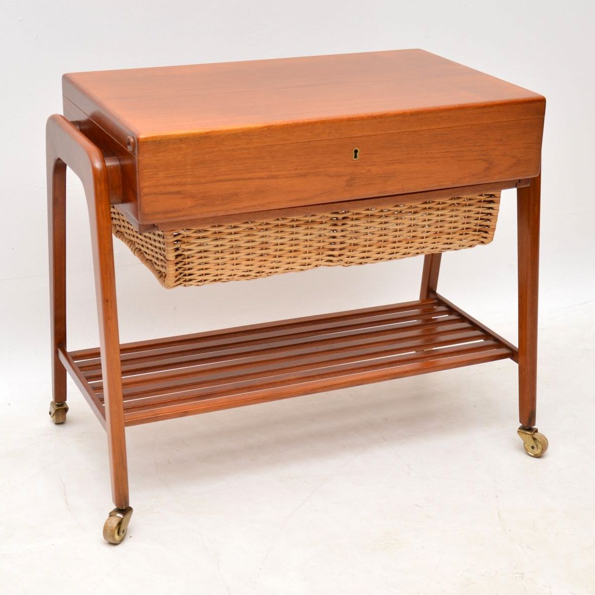1960s Danish Vintage Teak Trolley / Sewing Table by Povl Dinesen (1 of 1)