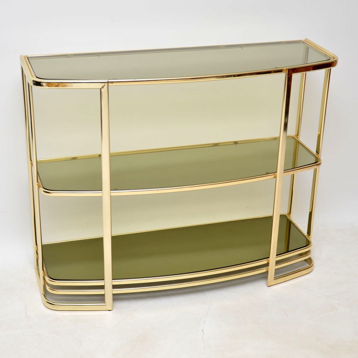 1970s Vintage Italian Brass Console Table / Bookshelf / Bookcase (1 of 1)