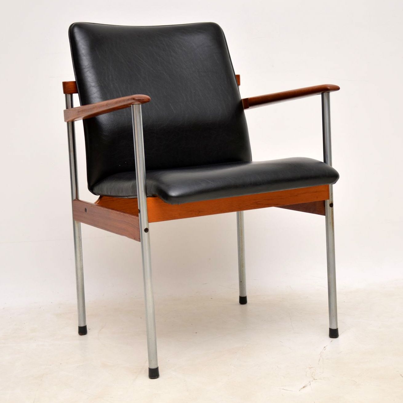 1960s Vintage Teak & Chrome Desk Chair / Armchair (1 of 1) 1960s Vintage Teak & Chrome Desk Chair / Armchair (1 of 1)
