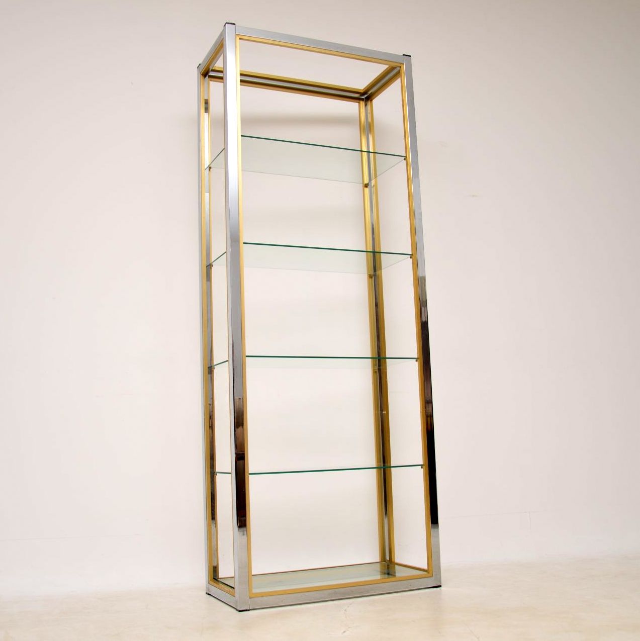 1970s Italian Chrome & Brass Display Cabinet / Bookcase by Zevi (1 of 1)