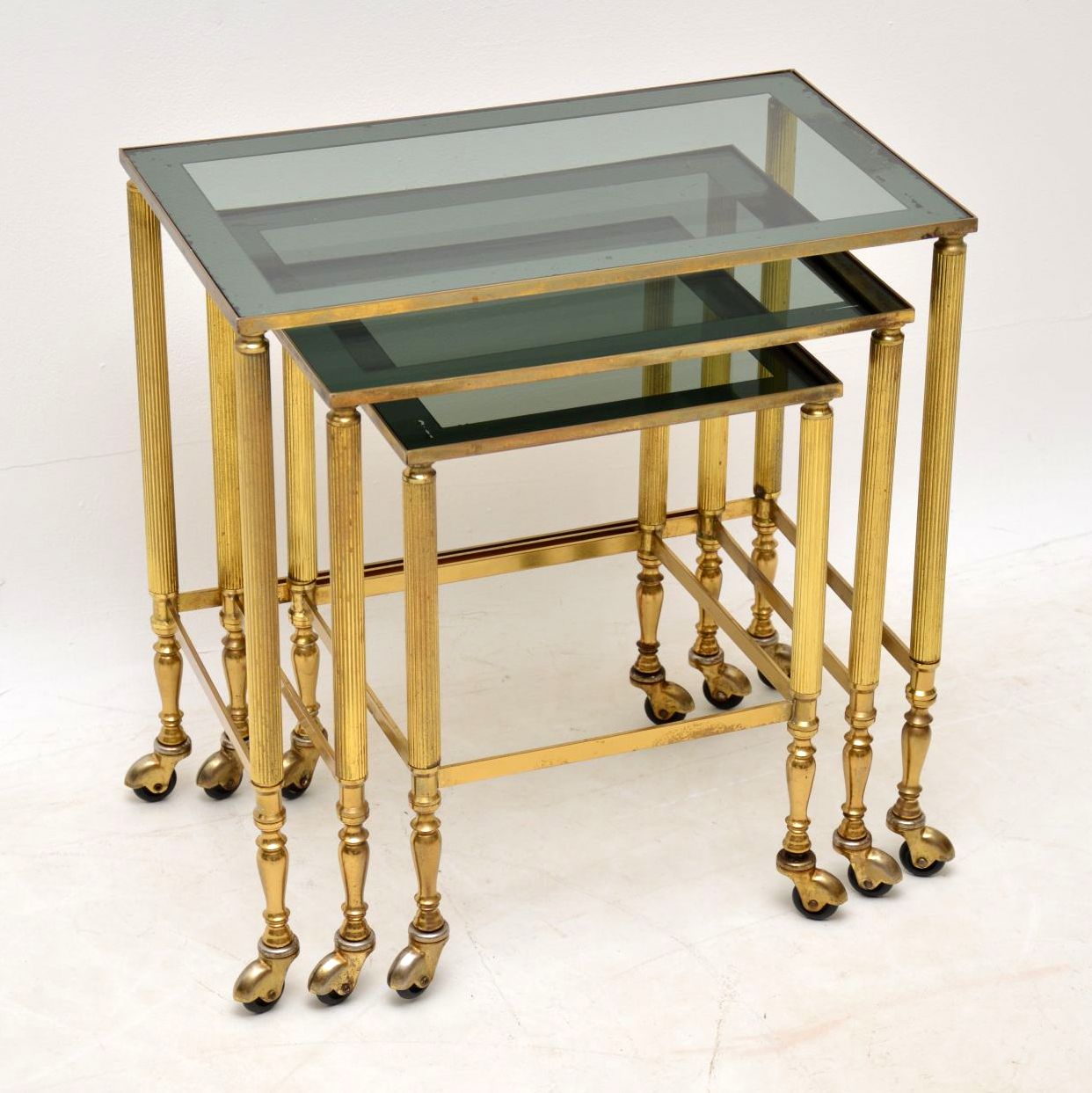 1960s Vintage French Brass & Glass Nest of Tables (1 of 1)