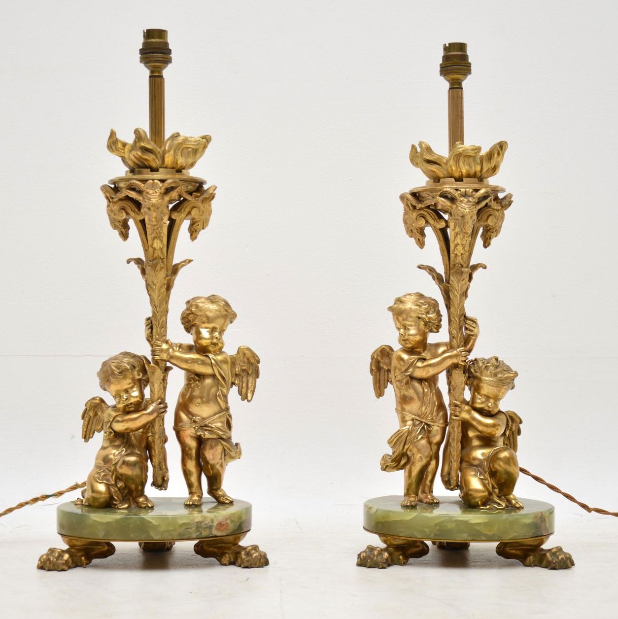 Pair of Antique Gilt Metal & Onyx Table Lamps (1 of 1) Pair of Antique Gilt Metal & Onyx Table Lamps (1 of 1)
