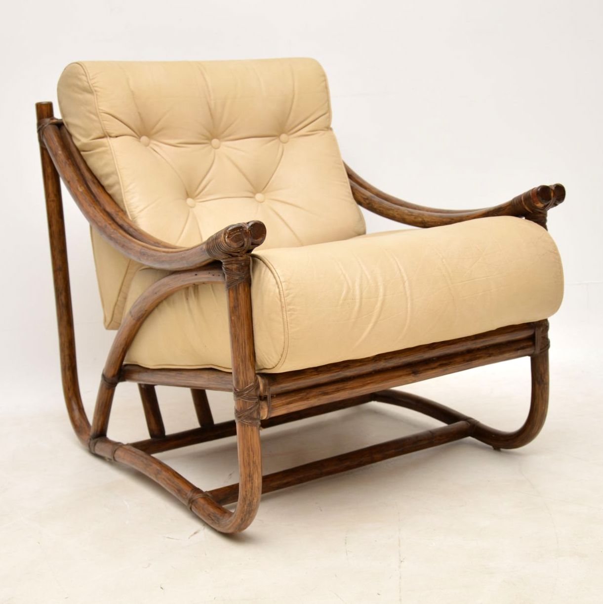 1970s Vintage Leather & Bamboo Armchair (1 of 11)