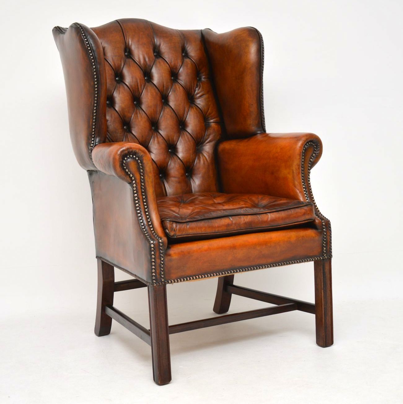 Antique Leather Wing Back Armchair (1 of 10) Antique Leather Wing Back Armchair (1 of 10)