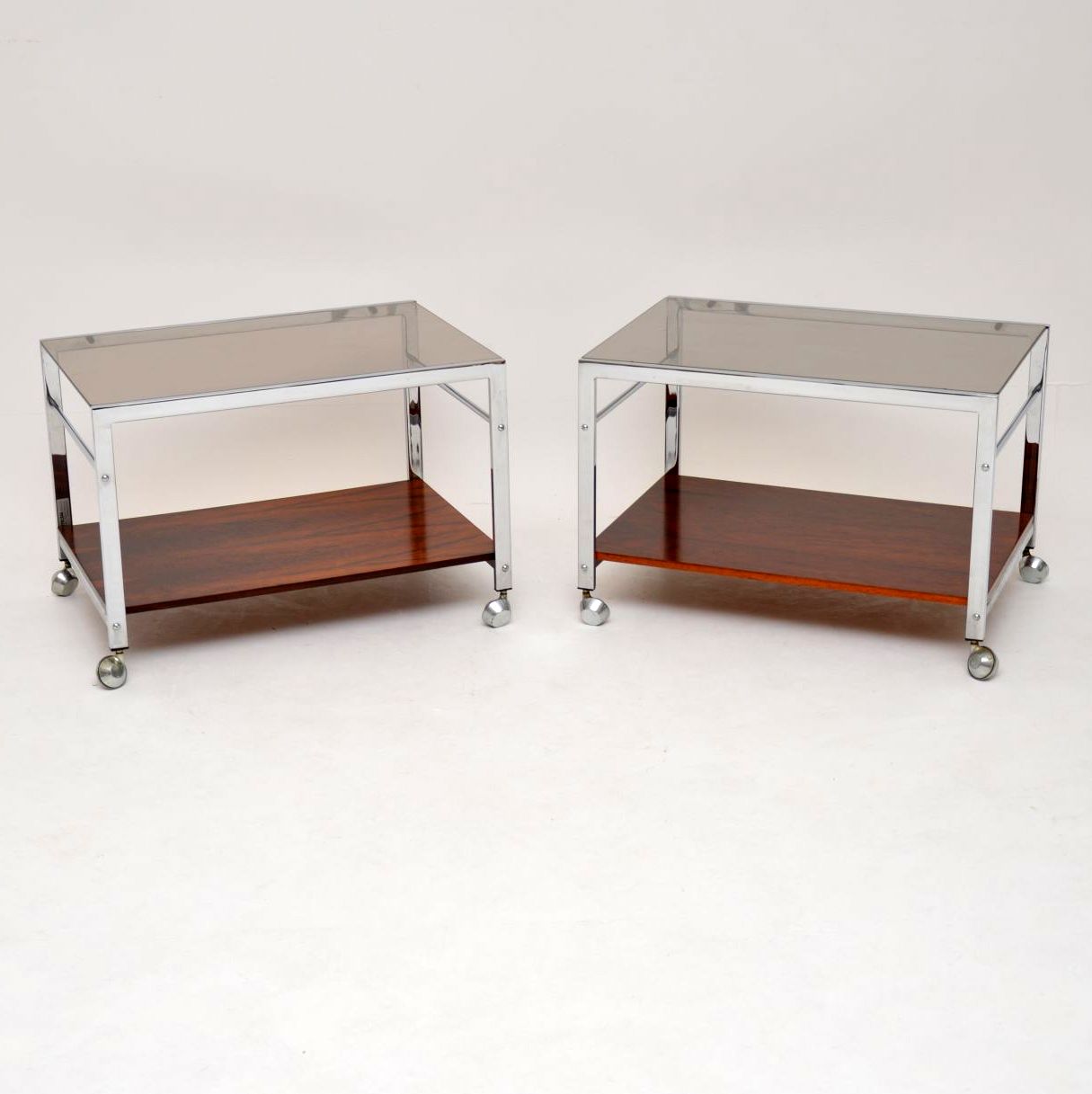 Pair of Rosewood & Chrome Side Tables (1 of 1)
