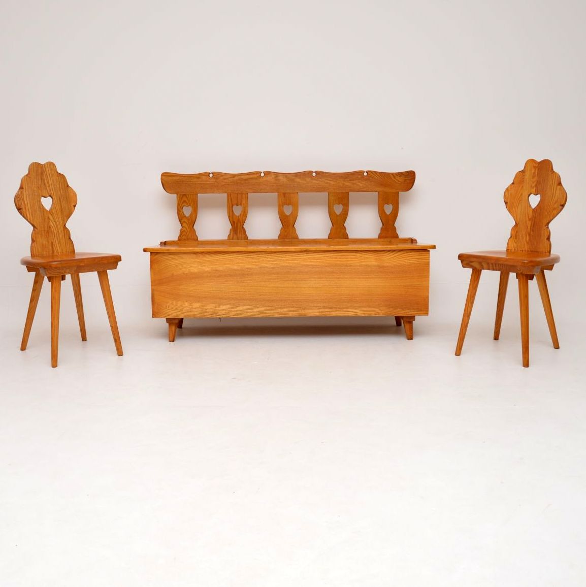 1950’s Vintage Solid Elm Pair of Side Chairs & Bench (1 of 1)