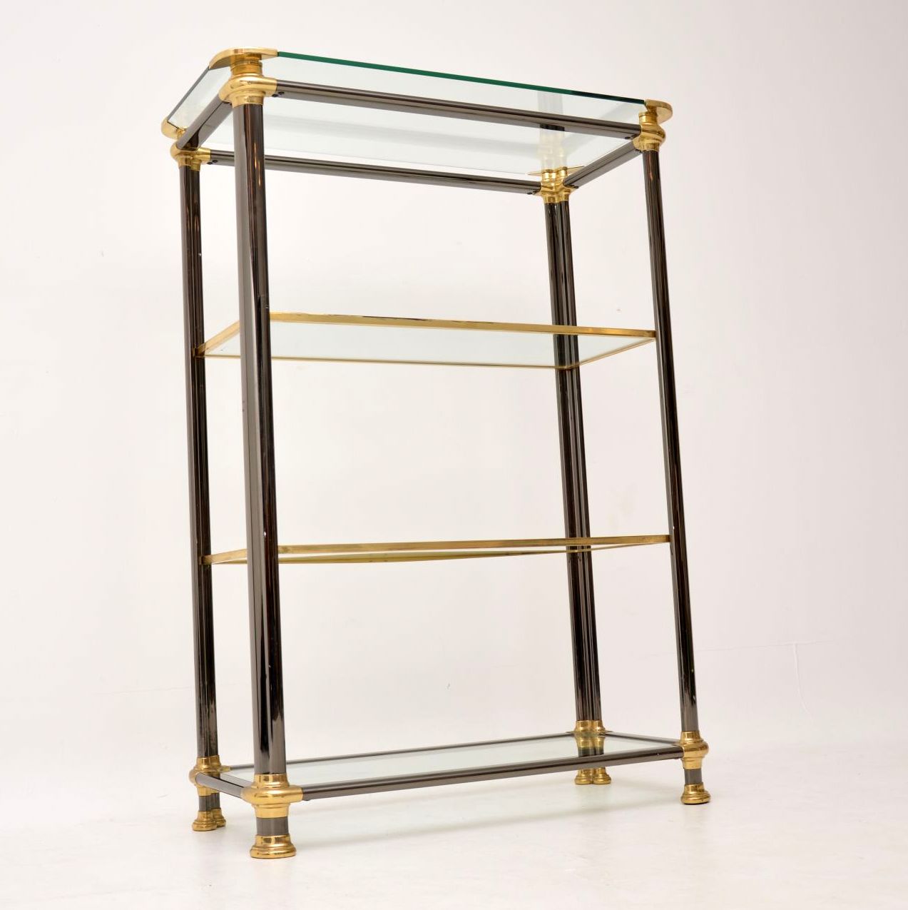 1970s Vintage Italian Steel & Brass Bookcase / Cabinet (1 of 1)