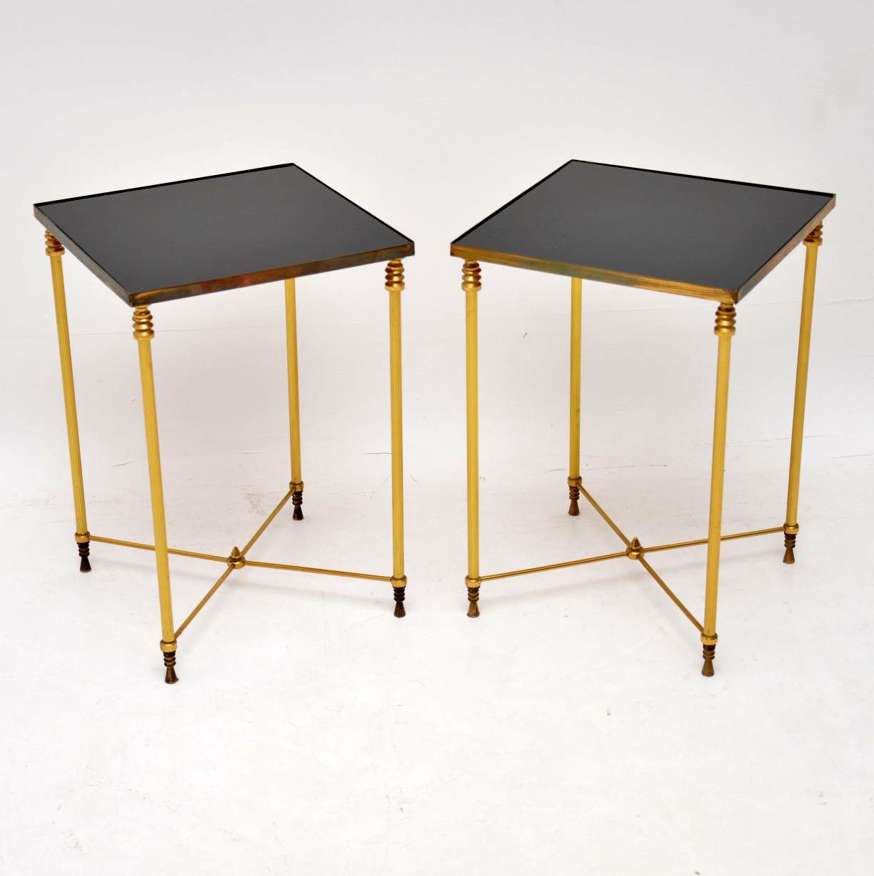 1960s Pair of Vintage Brass & Glass Side Tables (1 of 1)