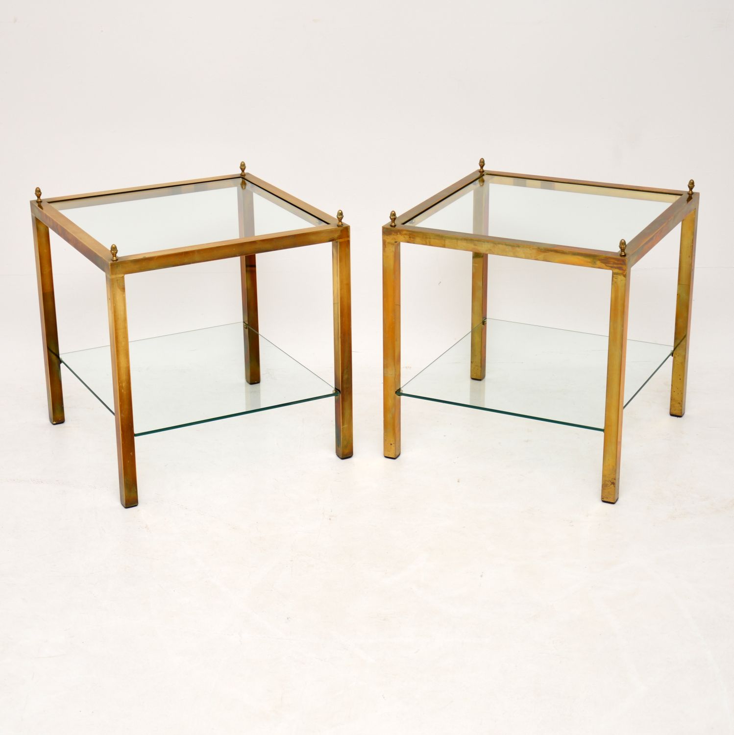 1960s Pair of Vintage Brass & Glass Side Tables (1 of 1)