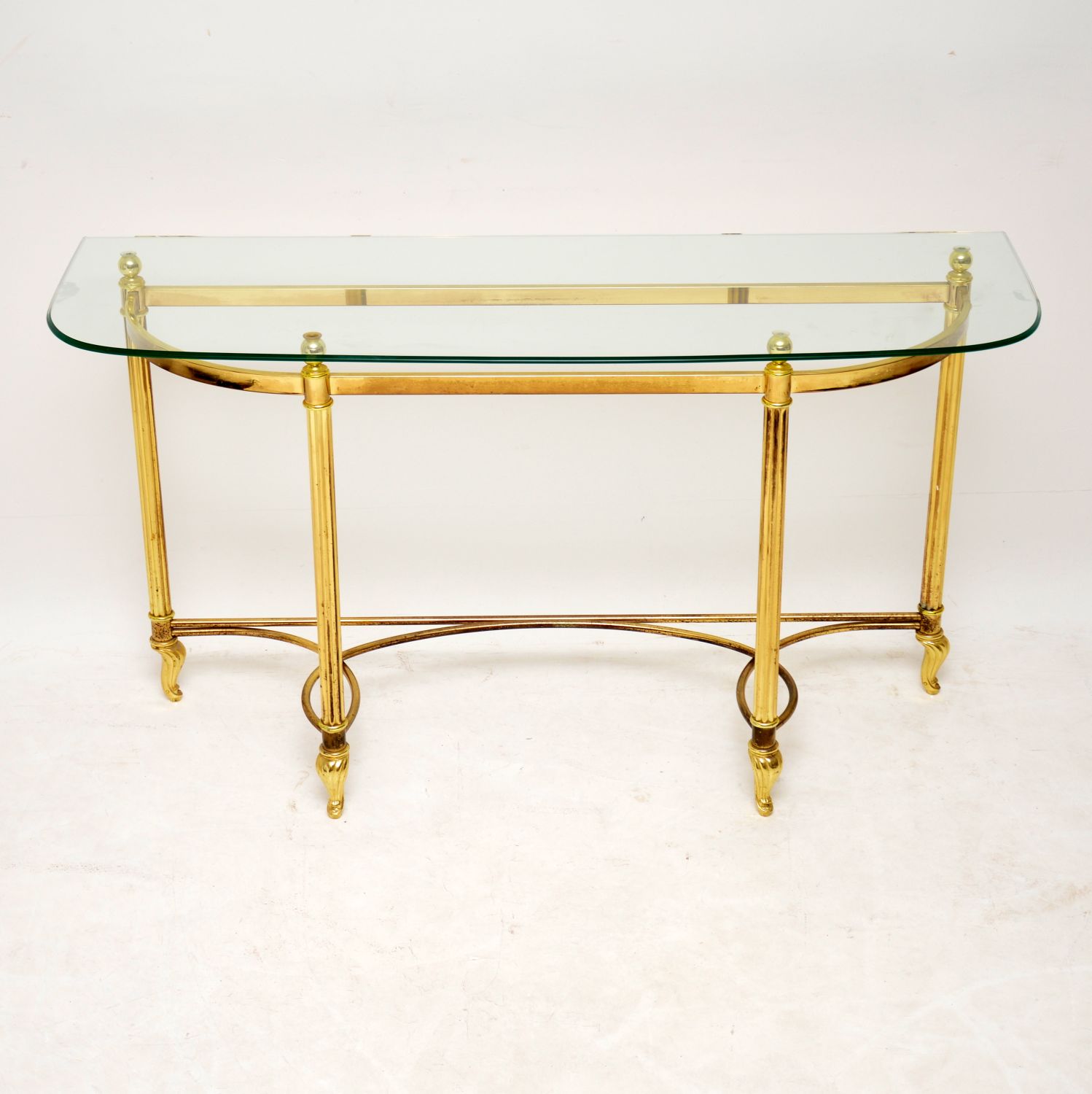 1970s Vintage Brass & Glass Console Table (1 of 9)