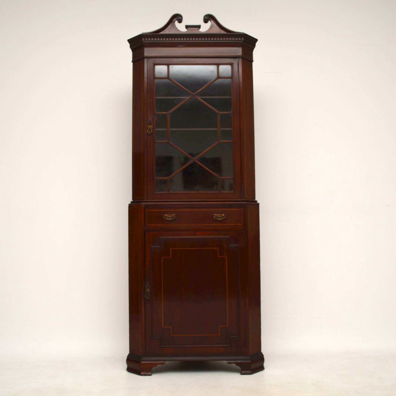 Antique Edwardian Inlaid Mahogany Corner Cabinet (1 of 8) Antique Edwardian Inlaid Mahogany Corner Cabinet (1 of 8)