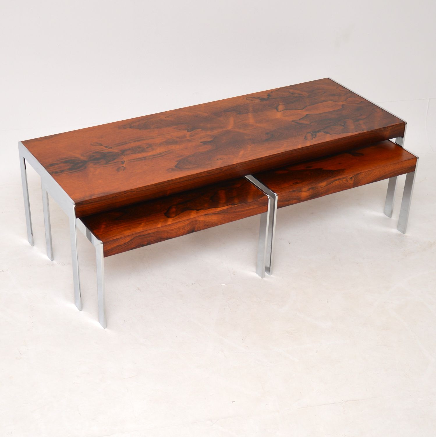 1960s Rosewood & Chrome Nesting Coffee Table by Merrow Associates (1 of 1)
