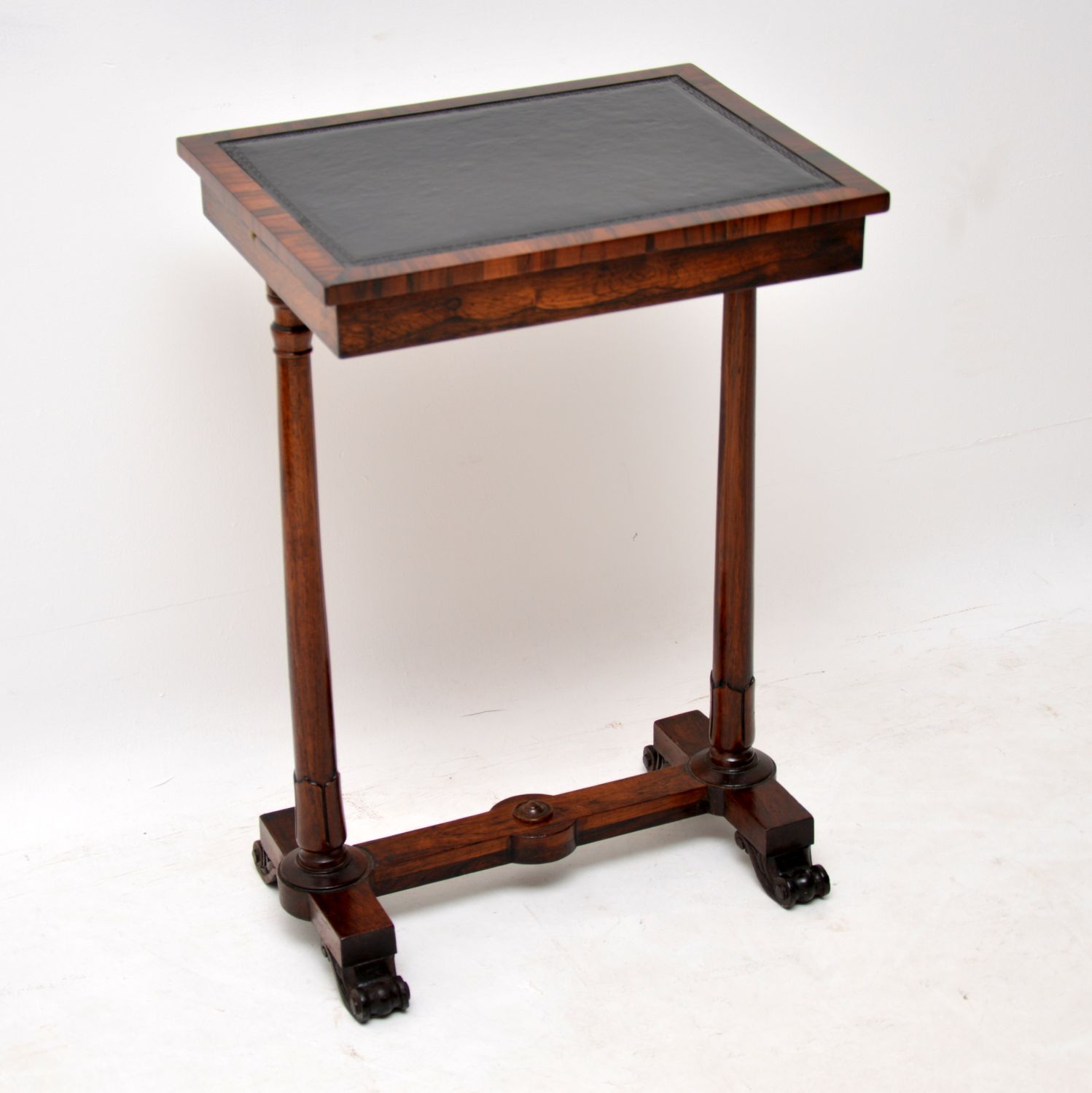 Antique William IV Rosewood Leather Top Side Table (1 of 1)