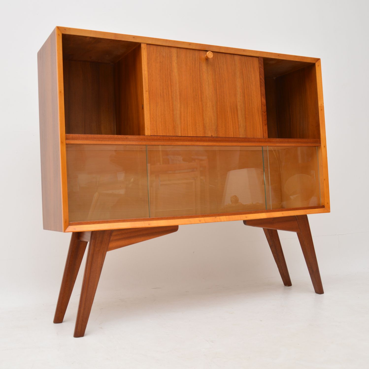 1950s Vintage Walnut Bureau Bookcase Cabinet (1 of 12)