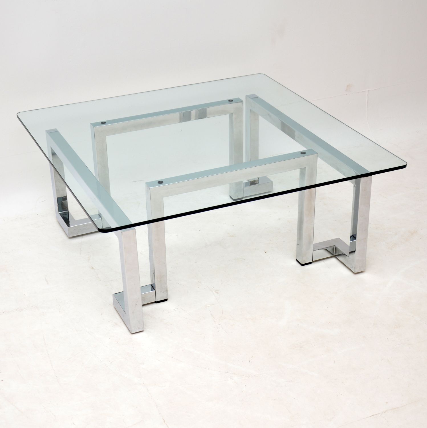 1970s Vintage Chrome & Glass Coffee Table by Pieff (1 of 1)