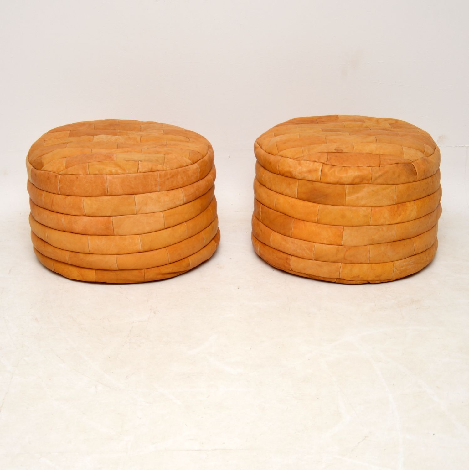 1970s Pair of Vintage Leather Bean Bag Stools by De Sede (1 of 1)
