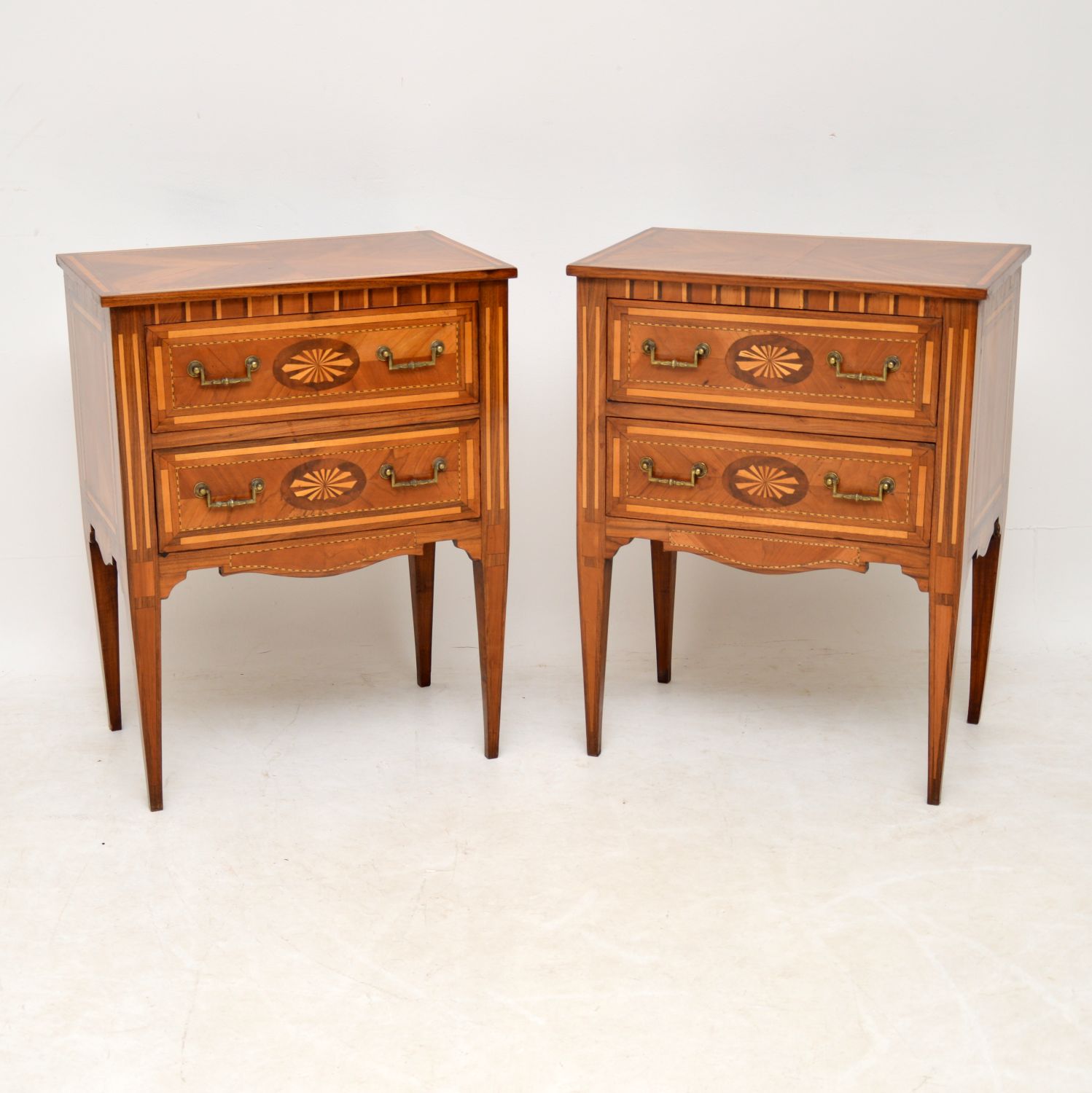Pair of Neoclassical Inlaid Bedside Chests (1 of 1)