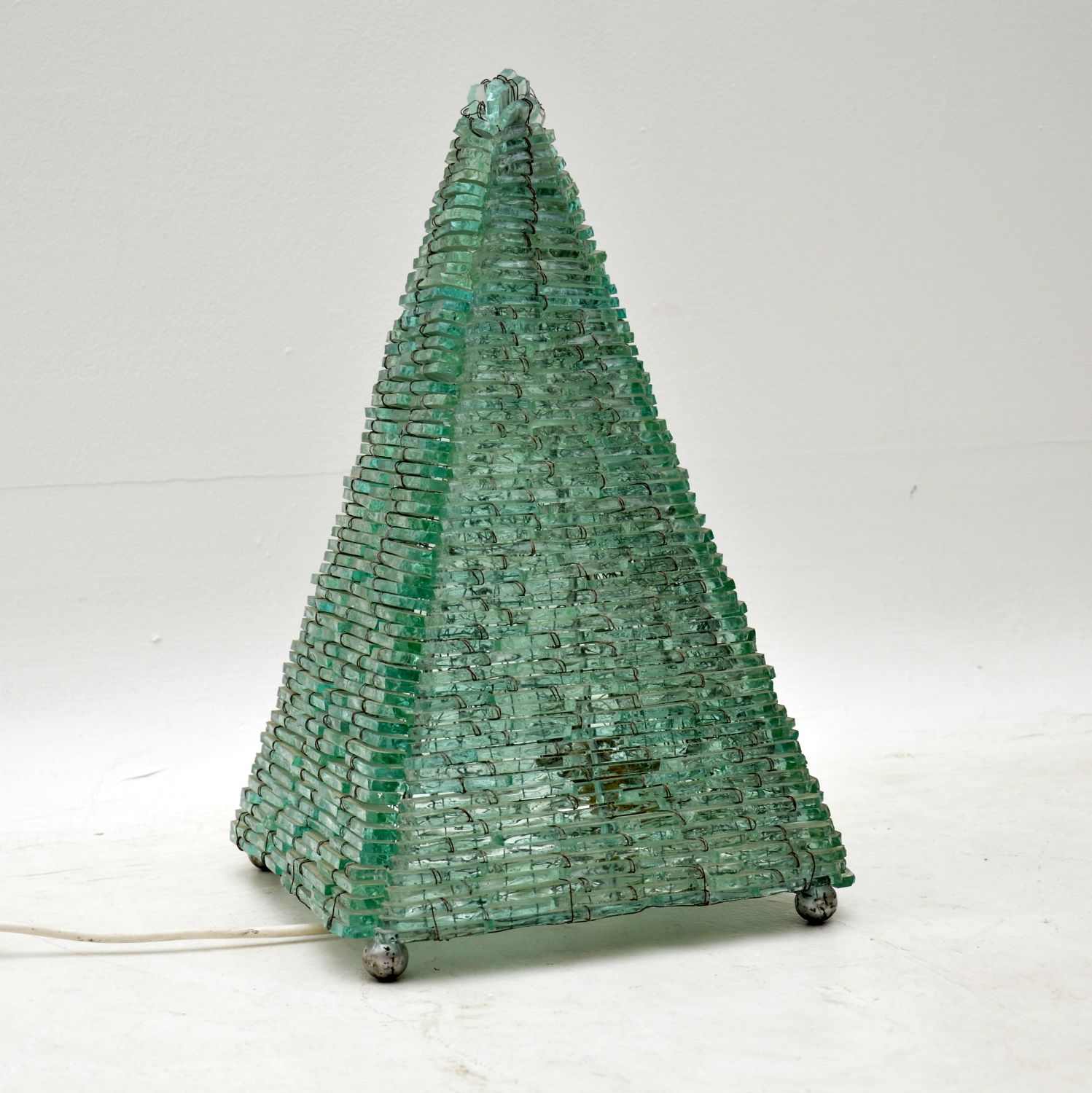 1960s Vintage French Glass Pyramid Table Lamp (1 of 6)