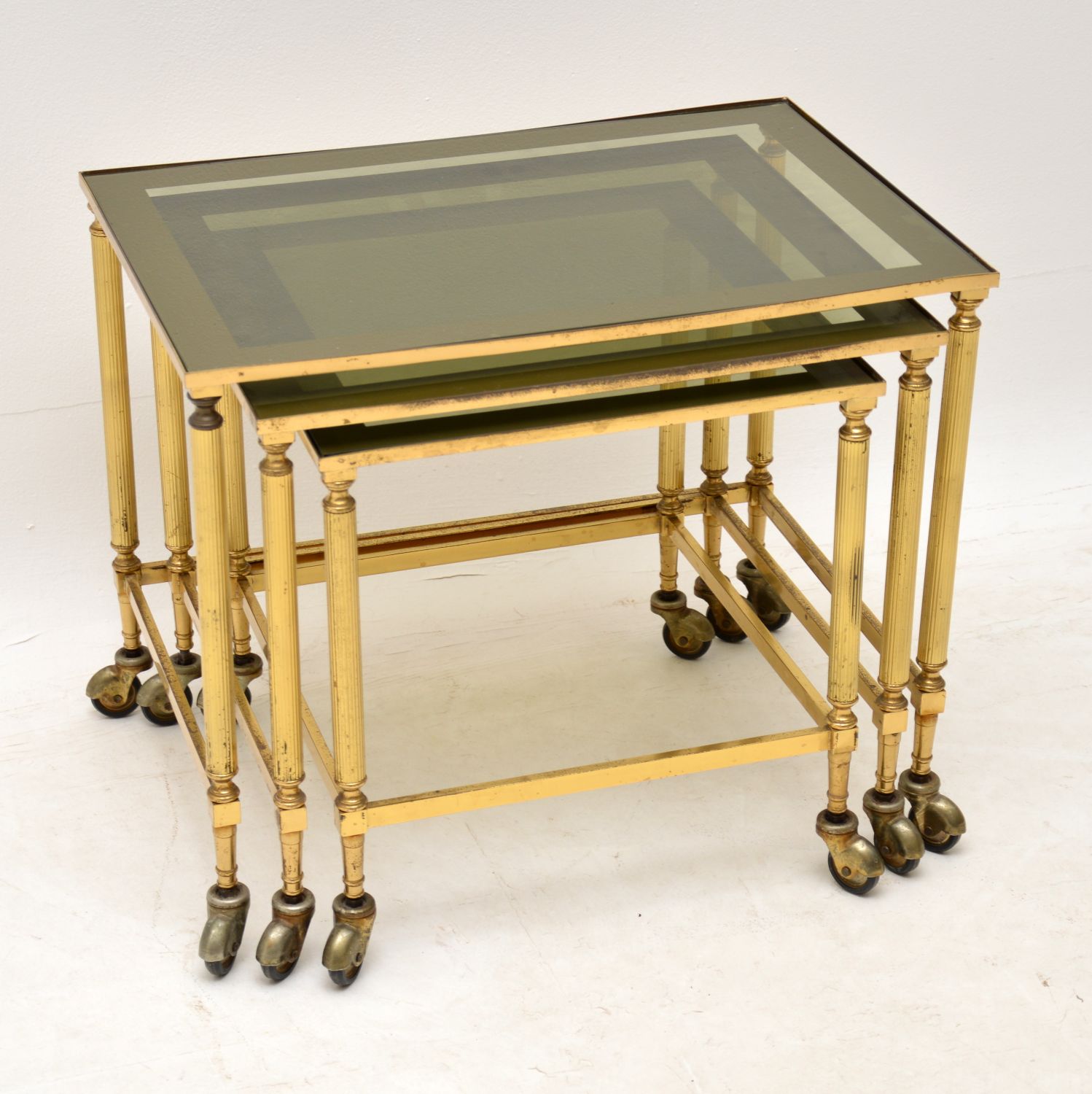 1960s Vintage Brass & Glass Nest of Tables (1 of 10)