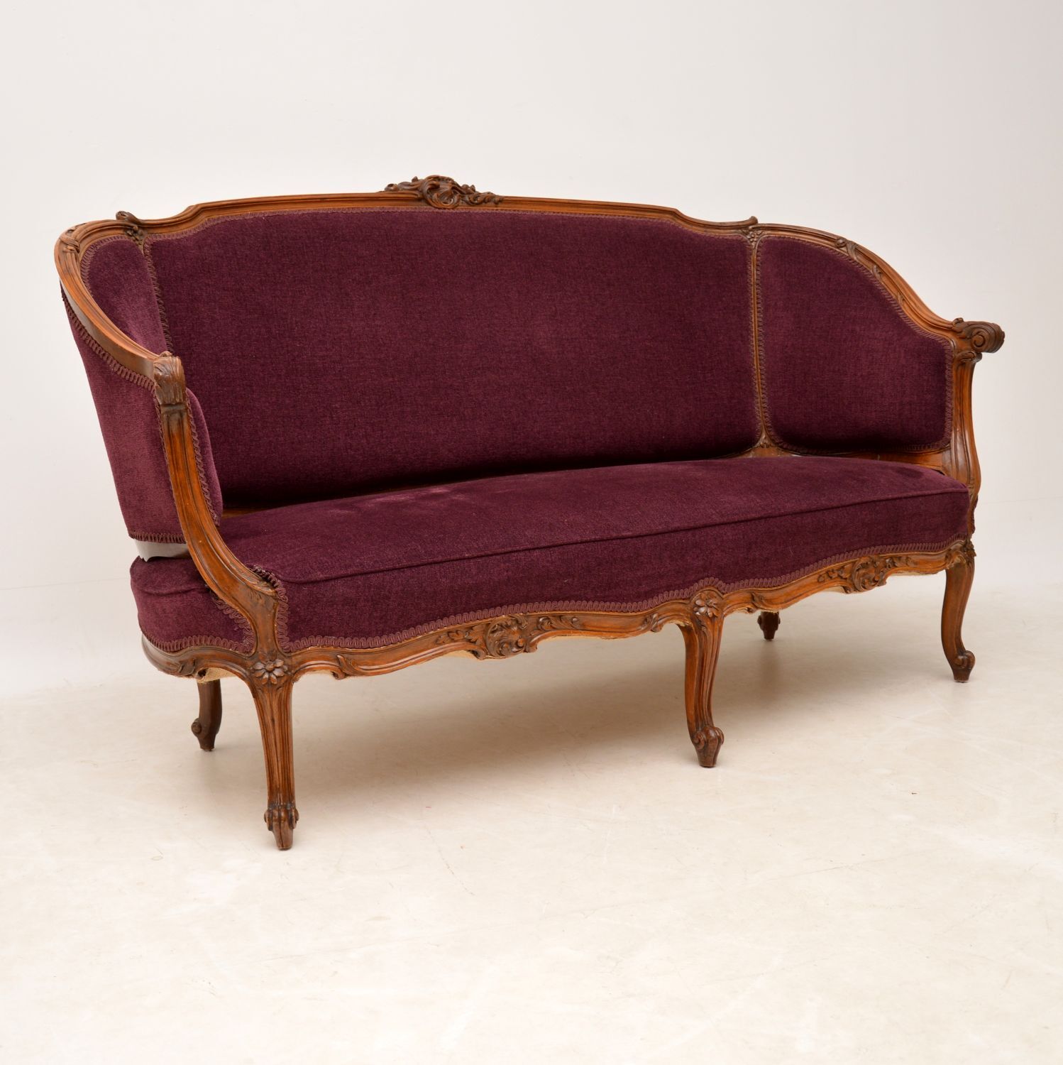 Antique French Carved Walnut Sofa (1 of 13)