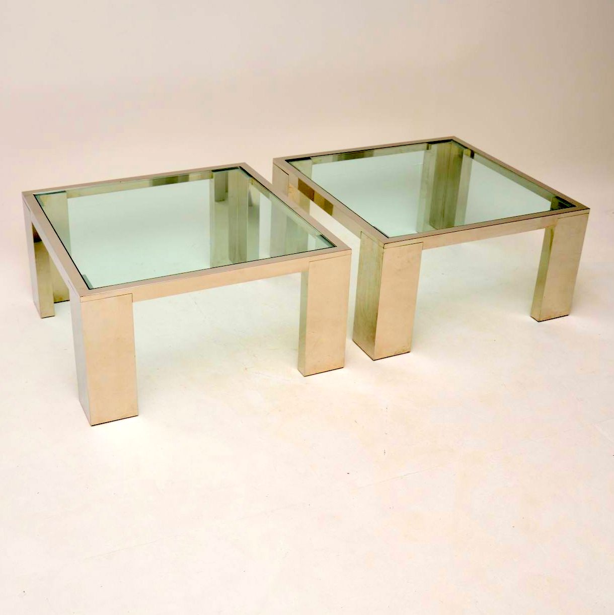 1970s Pair of Chrome & Glass Side / Coffee Tables (1 of 9)