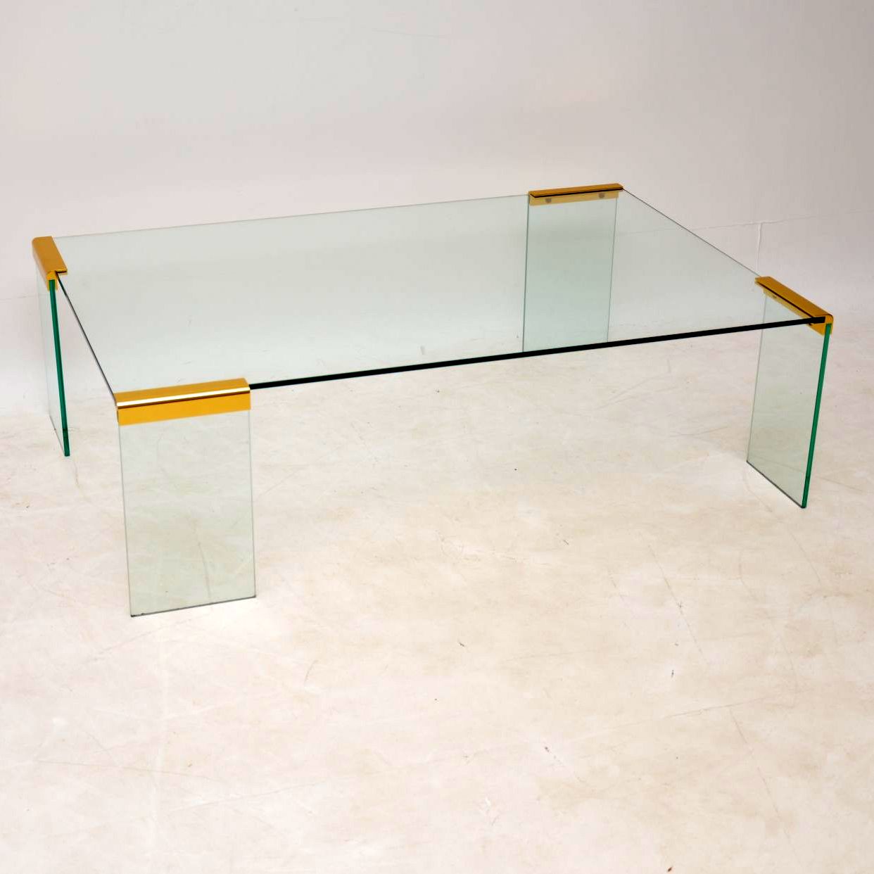 1970s Vintage Italian Glass & Brass Coffee Table by Gallotti & Radice (1 of 10)