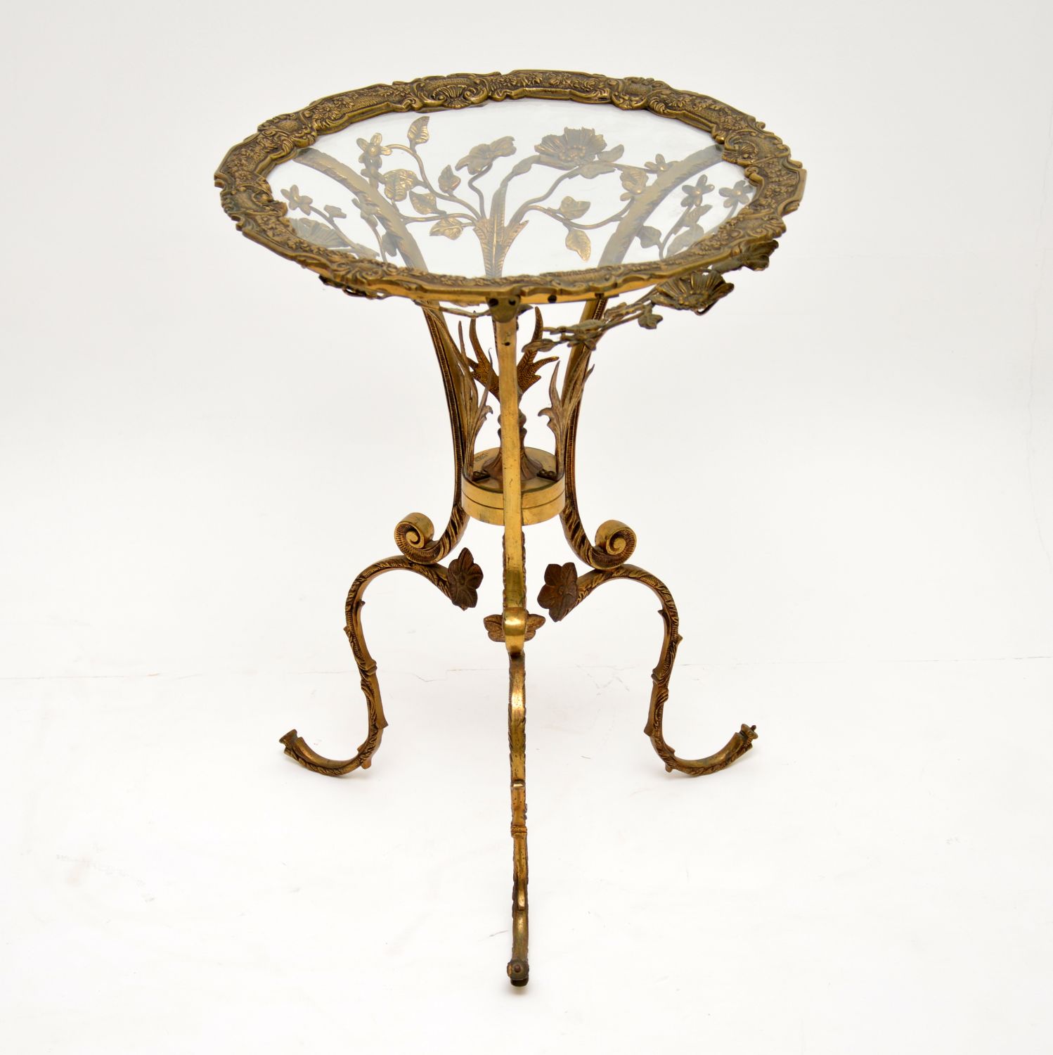 Brass Glass Top Side Table c.1930 (1 of 5)