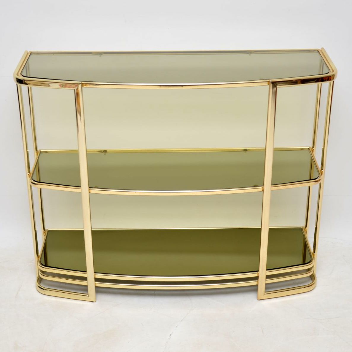 1970s Vintage Italian Brass Console Table / Bookshelf / Bookcase (1 of 9)