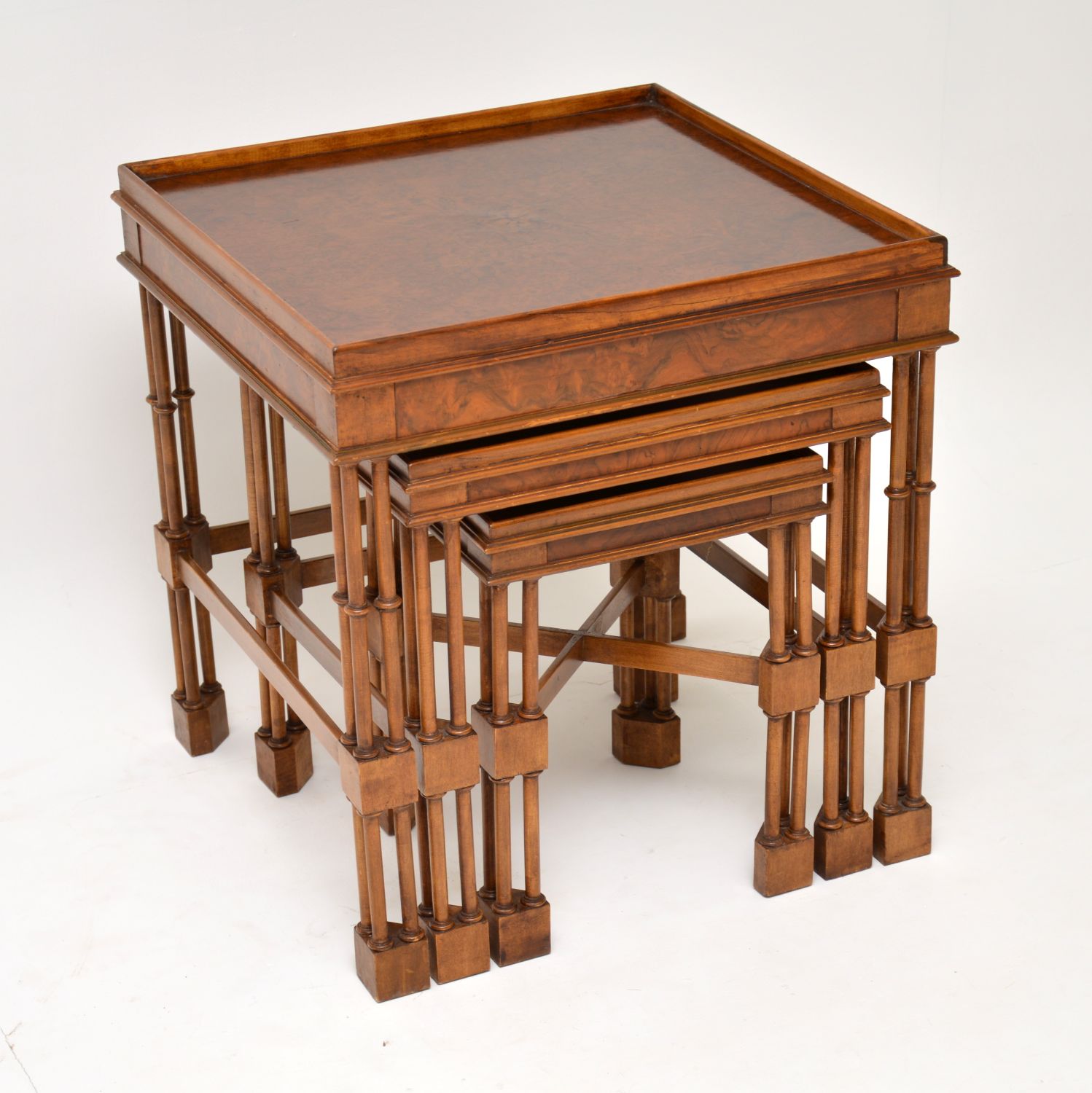 Chippendale Style Burr Walnut Nest of Tables (1 of 11)