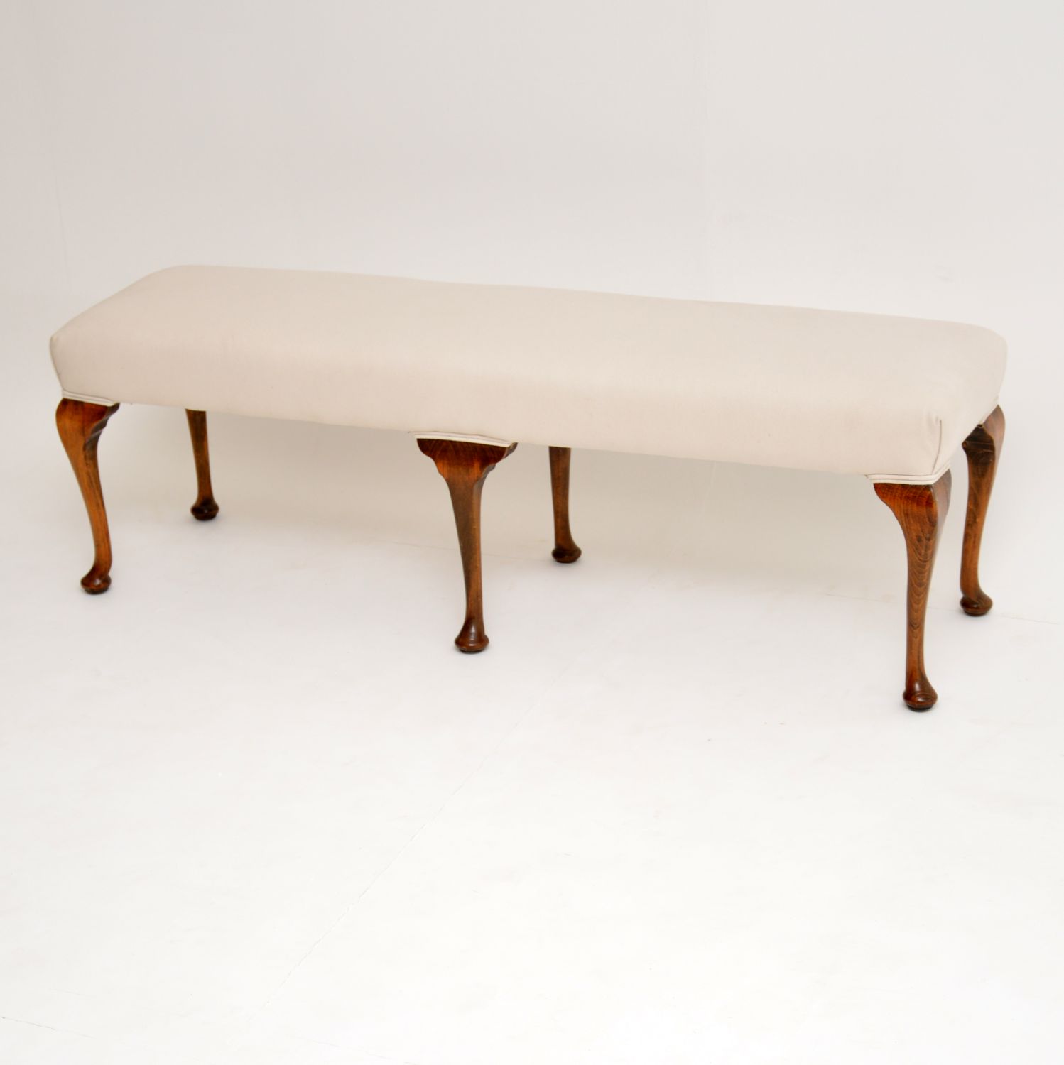 Antique Edwardian Walnut Upholstered Stool (1 of 6)