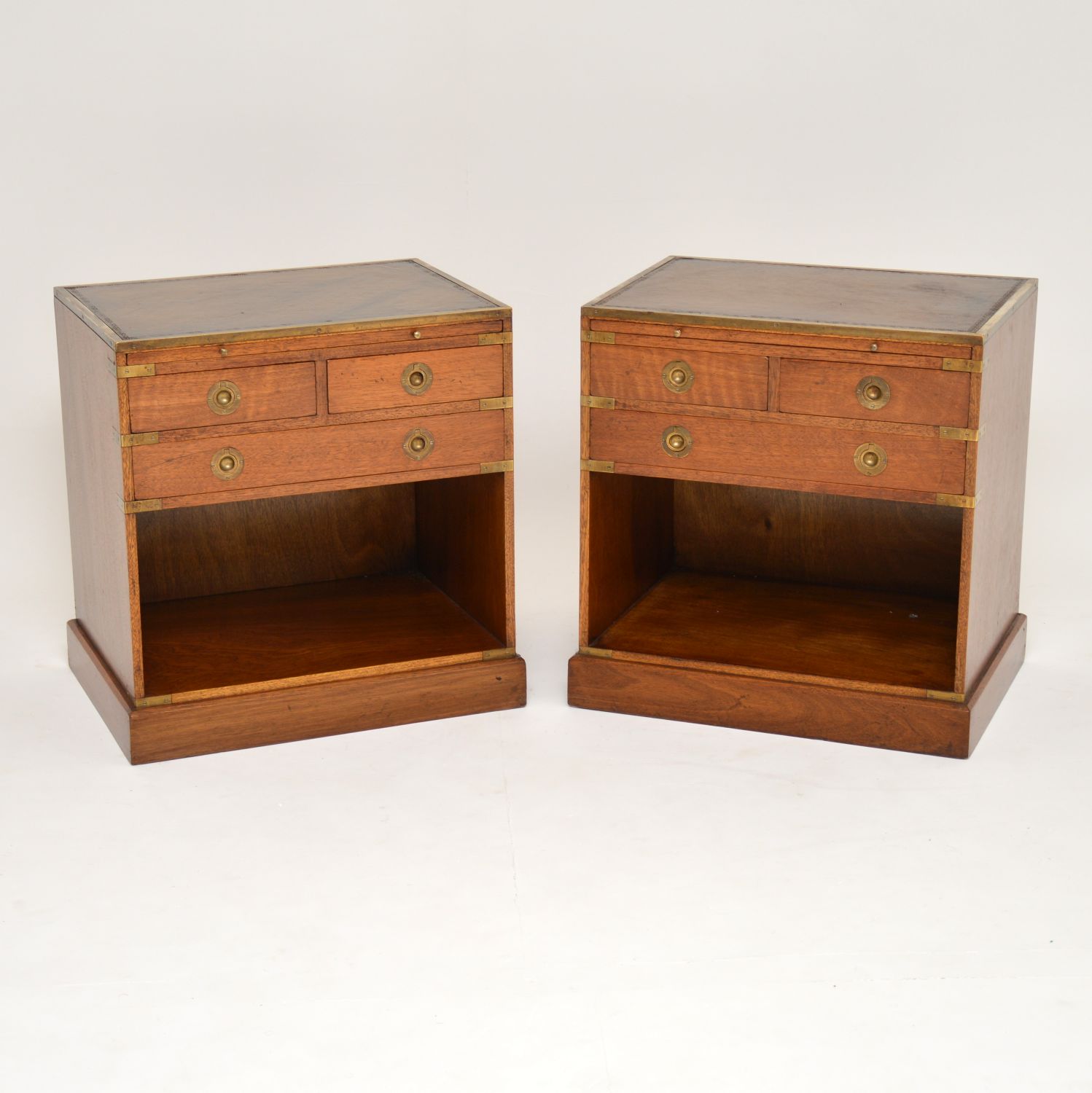 Pair of Mahogany Military Campaign Style Cabinets c.1930 (1 of 13)