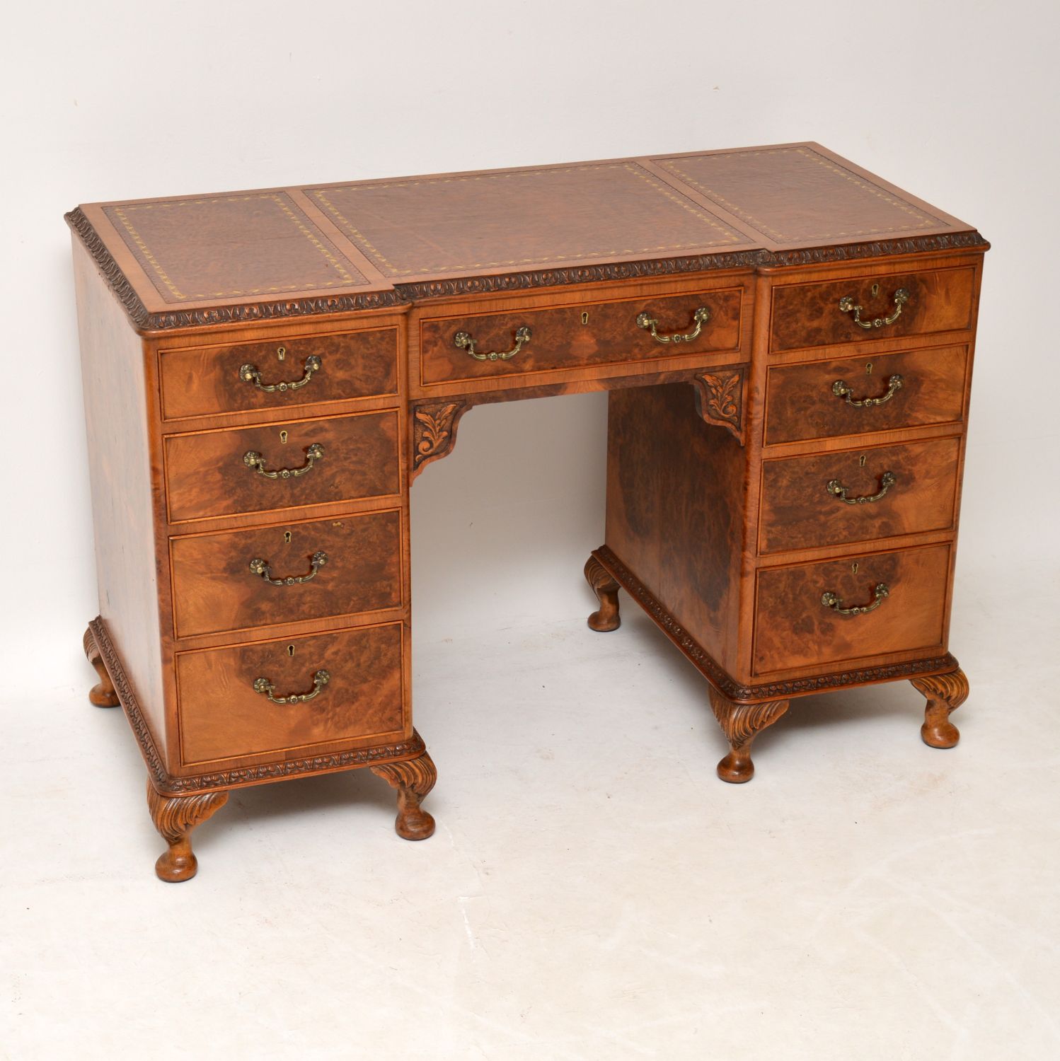 Antique Burr Walnut Leather Top Desk (1 of 12) Antique Burr Walnut Leather Top Desk (1 of 12)