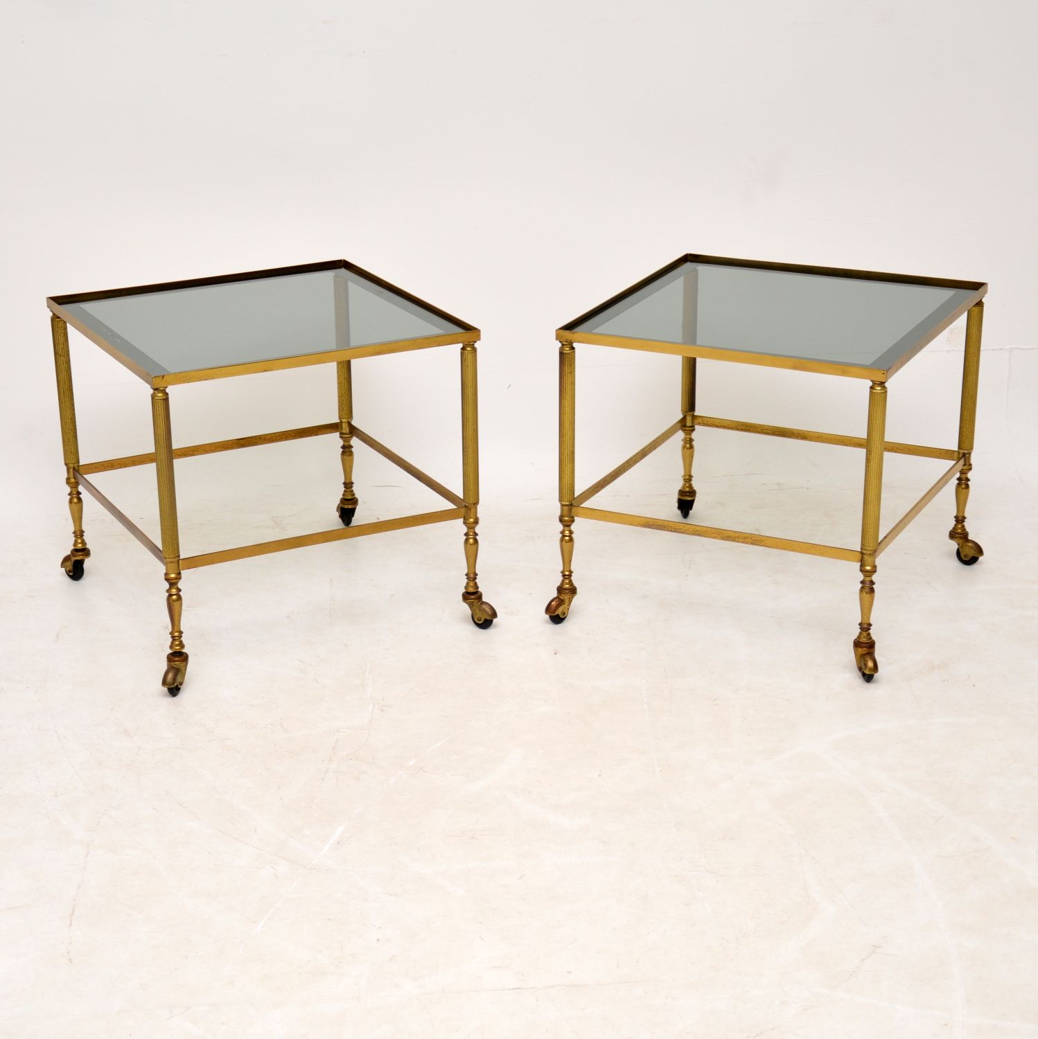 1950s Pair of Vintage French Brass & Glass Side Tables (1 of 11)