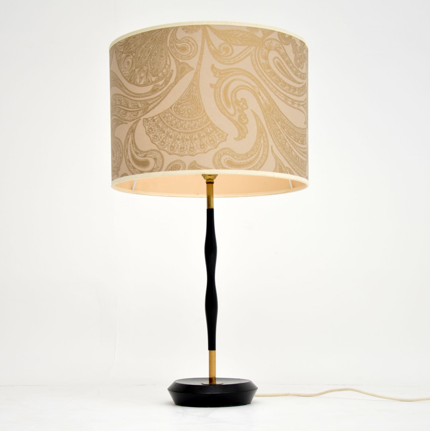 1960s Vintage Ebonised Wood & Brass Table Lamp (1 of 8)