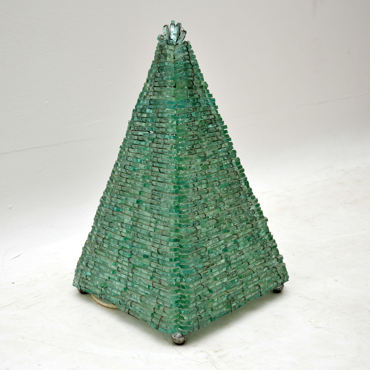 1960s Vintage French Glass Pyramid Table Lamp (1 of 6)