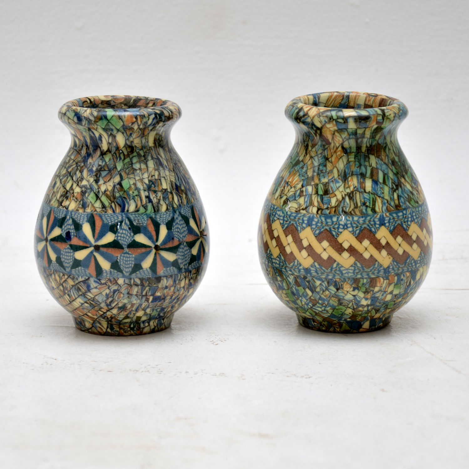 1960s Pair of Vallauris Ceramic ‘Mosaic’ Vases by Jean Gerbino (1 of 10)