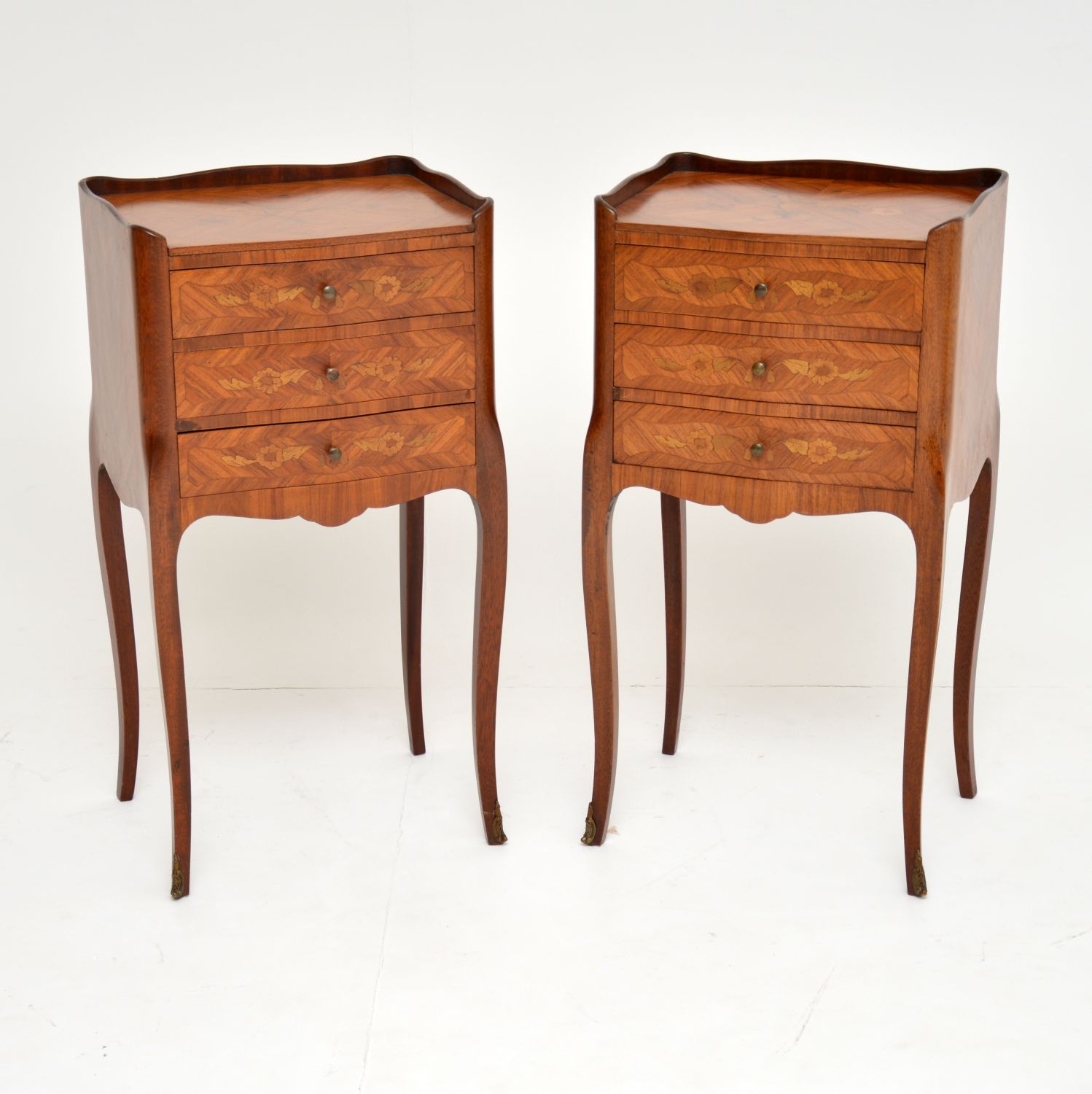 Pair of Antique French Inlaid Marquetry Bedside Chests (1 of 12)