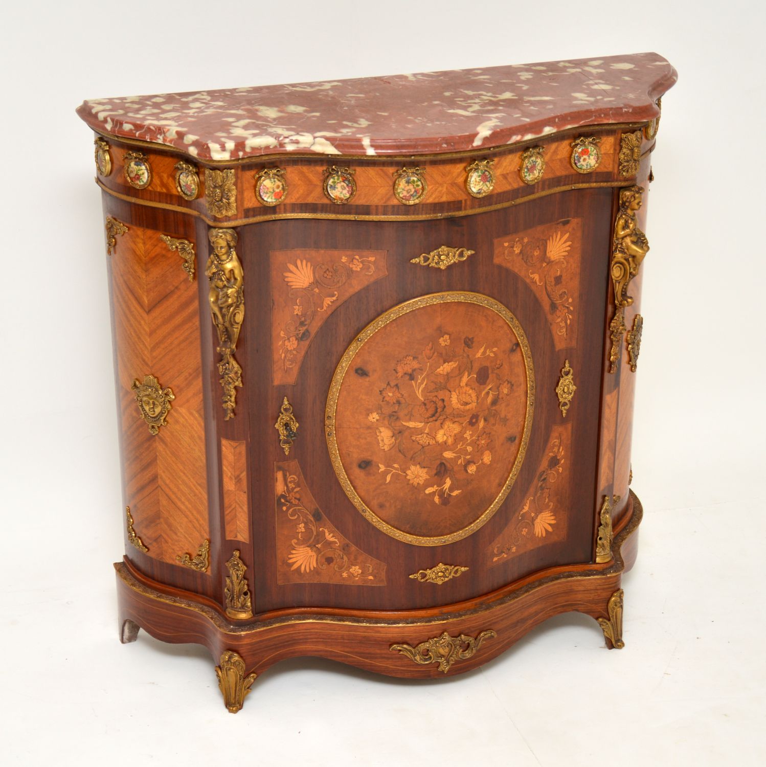 French Inlaid Marquetry Marble Top Cabinet (1 of 12) French Inlaid Marquetry Marble Top Cabinet (1 of 12)