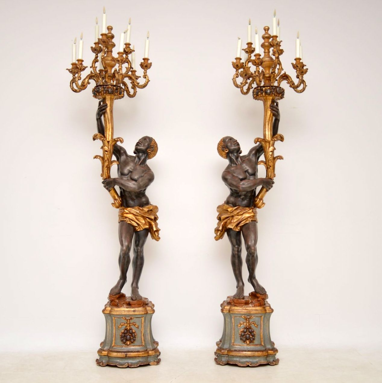 Pair of Antique Venetian Blackamoor Candelabra Sculptures (1 of 17) Pair of Antique Venetian Blackamoor Candelabra Sculptures (1 of 17)
