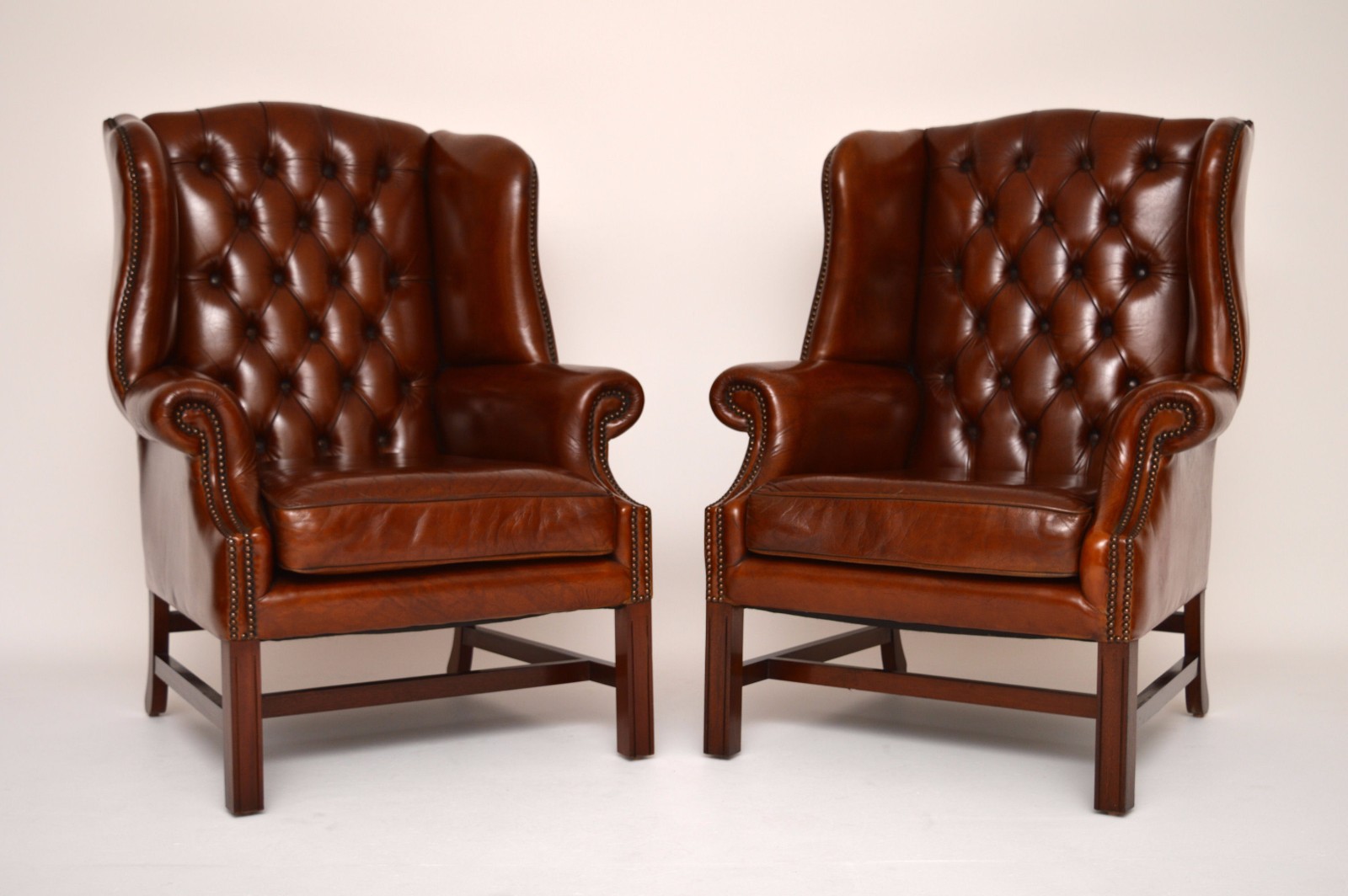 Pair of Deep Buttoned Chippendale Wing Armchairs (1 of 1) Pair of Deep Buttoned Chippendale Wing Armchairs (1 of 1)
