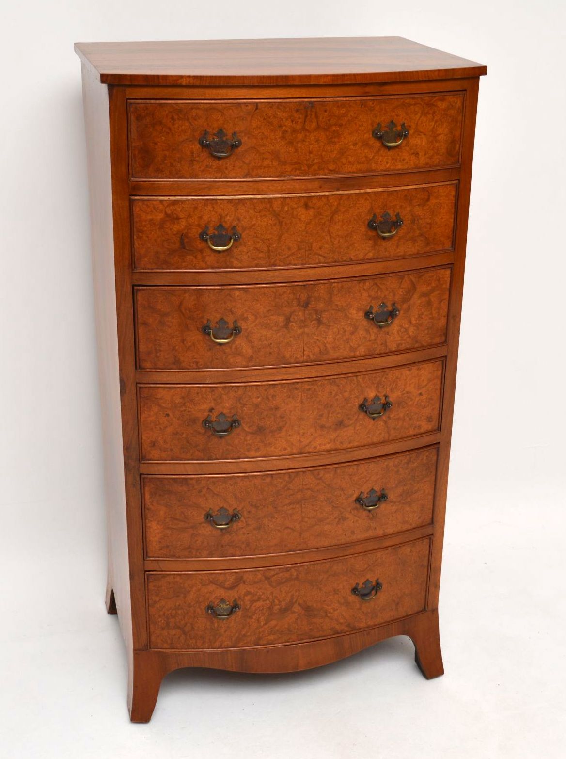 Burr Walnut Bow Fronted Chest of Drawers c.1930 (1 of 1) Burr Walnut Bow Fronted Chest of Drawers c.1930 (1 of 1)