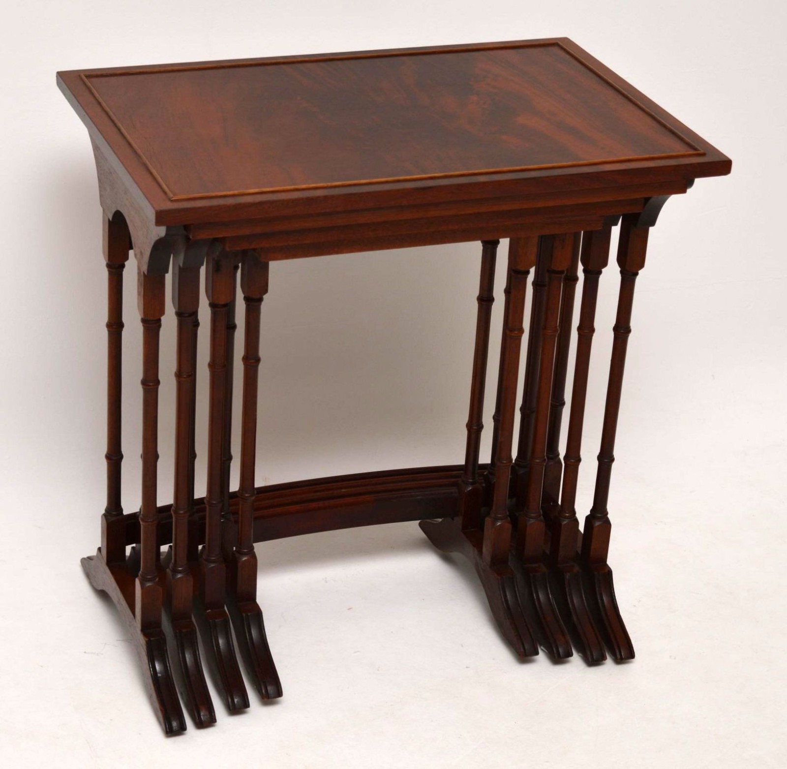 "Regency Style" Dark Mahogany Nest of 4 Tables c.1950 (1 of 1) "Regency Style" Dark Mahogany Nest of 4 Tables c.1950 (1 of 1)