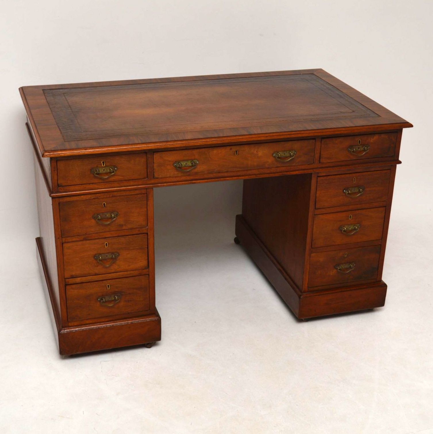Antique Victorian Walnut Pedestal Desk (1 of 1) Antique Victorian Walnut Pedestal Desk (1 of 1)
