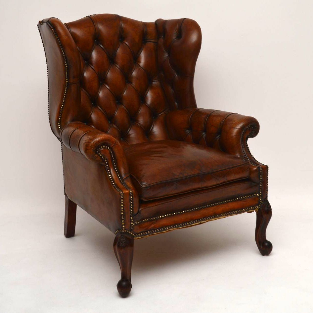Large Antique Leather Wing Back Armchair (1 of 1) Large Antique Leather Wing Back Armchair (1 of 1)