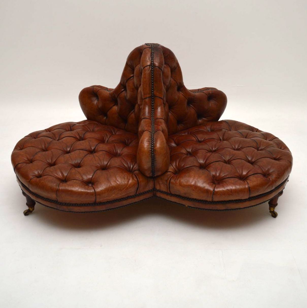 Antique Victorian Leather Conversation Sofa (1 of 1) Antique Victorian Leather Conversation Sofa (1 of 1)