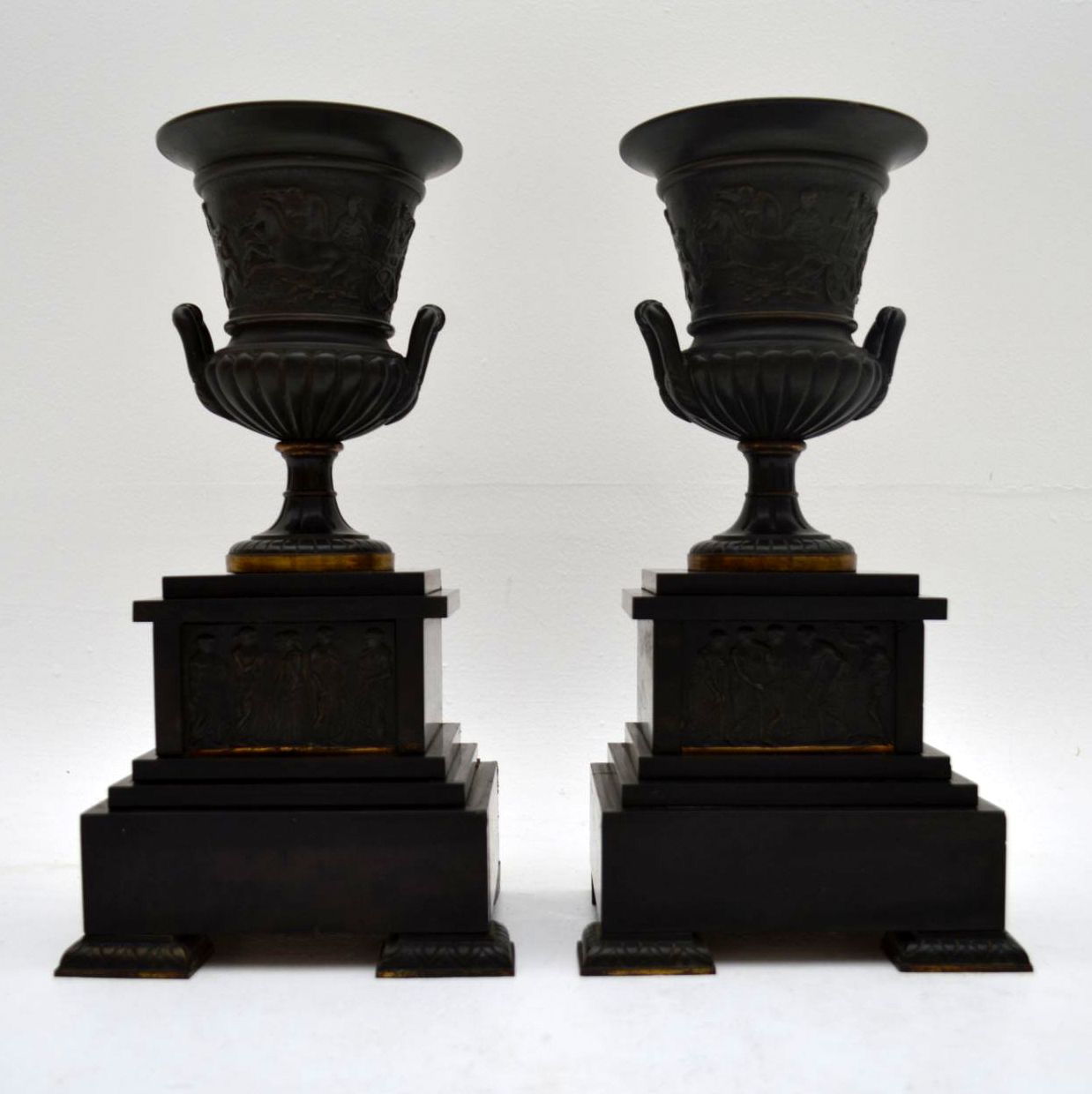 Pair of Antique Neoclassical 19th Century Bronze Urns (1 of 1) Pair of Antique Neoclassical 19th Century Bronze Urns (1 of 1)