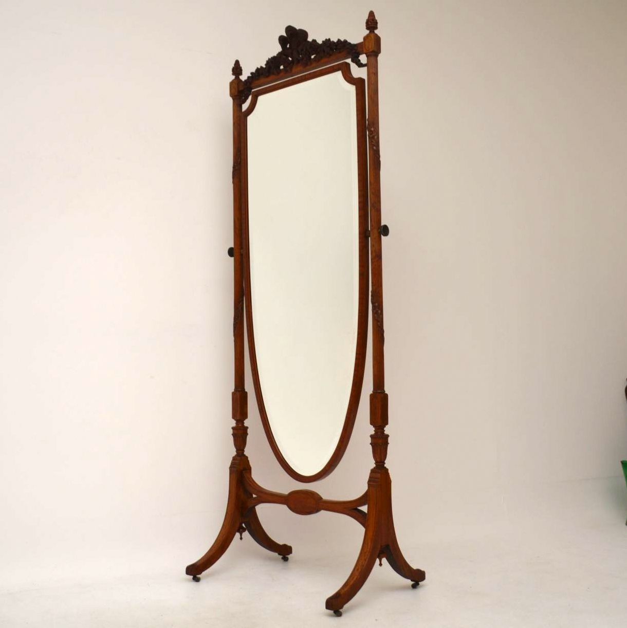 Antique Edwardian Satin Wood Cheval Mirror (1 of 1) Antique Edwardian Satin Wood Cheval Mirror (1 of 1)